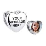 Lam Hub Fong Personalized Photo Charm Heart Beads with Custom Photo&Text 925 Sterling Silver Charms Photo Charm for Bracelet Gift for Women Mum Dad (Sterling Silver)