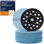 SpeTool 5 Inch Sanding Disc Net Grits 400 with Sander Pads Saver, 30 Pieces Mesh Sandpaper Discs, Dustless Hook and Loop Design for Wood, Drywall, Matel Processing