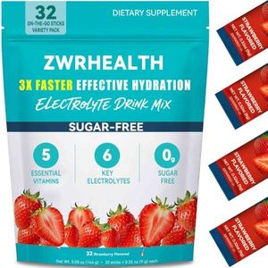 Zwrhealth Electrolytes Powder Packets, Sugar Free Hydration Packets, Liquid Daily IV Electrolyte Drink Mix, Instantly Hydrating & Party Recovery with 6 Electrolytes & 5 Vitamins, 32 Servings