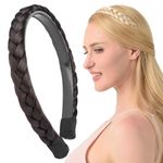 DIGUAN Headband Synthetic Hair Plaited Headband Braid Braided With Teeth Hair Band Accessories for Women Girl Width 1 Inch (Chocolate)