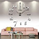 CoZroom Large Silver 3D Frameless Wall Clock Stickers DIY Wall Decoration for Living Room Bedroom