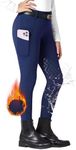 FitsT4 Sports Girls Fleece Horse Riding Pants Kids Winter Equestrian Breeches Schooling Tights with Pockets Blue X-Small