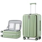 Hanke 26 Inch Checked Luggage Hard Shell Suitcases with Wheels TSA Approved Luggage Large Suitcase Travel Luggage for Women Men Rolling Luggage Bags for Weekender-Bamboo Green