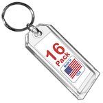 Premium Key Tag 3” Slip-Slot Plastic Heavy Duty (Clear Crystal Color) (16 Pack) (Label and Ring included) (Made in USA)