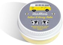 Vanman’s - Tiny Tallow and Honey Balm - Pocket-Size Face Moisturizer with Honey and Grass-Fed/Finished Beef Tallow - Grass-Fed/Finished Beef Balm with Vitamins A, K, D, E, and Essential Oils - 0.25 oz