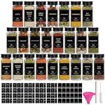 STARSIDE 24 pack 4 oz Glass Spice Jars with Labels & Black Metal Lids,Empty Square Containers Seasoning Storage Bottles with 144 Lables for Pantry Organizers and Storage