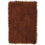 SARAL HOME EASY LIVING Saral Home Cotton Shaggy Anti-Skid Rectangular Bath Mat (Brown, 40X60 Cm)