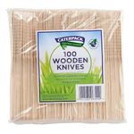 Caterpack Enviro Range Wooden Knives Made from sustainably sourced Birchwood, compostable and Biodegradable, 100 Pack