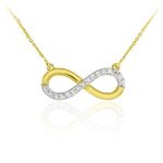 14K Gold Infinity Pendant Necklace with Zirconia Accents (20 Inches)