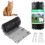 MEISO Cat Scat Spike Mat, 6.5FT / 2M Pet Deterrent Spikes Prickle Mat with 8 Garden Staples, Plastic Scat Mat, Animals Prickle Strips Scat Mat for Garden, Porch, Home, Stop Dog Digging, Keep Cat Away