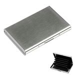 sinzau inzau Credit Card Holders, Metal Card Holder Wallet, with 6 PVC Slots and Stainless Steel Latch, for Women or Men, Silver