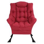 Superrella Modern Soft Accent Chair Living Room Upholstered Single Armchair High Back Lazy Sofa (Red)