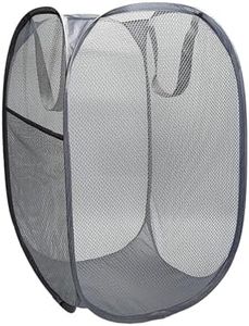 Upgraded pop-up laundry basket, with a foldable design. The handle is sturdier and made of more flexible steel support. It has storage pockets, a wide opening(1, Gray)