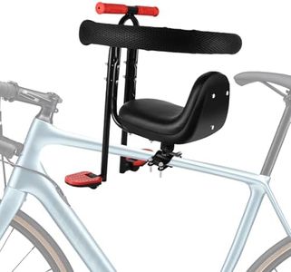 Lumlazni Kids Bike Seat Front Mounted with Handlebar, Toddler Bike Seat with Safety Guardrail, High Backrest Cushion & Foot Pedals, Detachable Child Bicycle Seat for 2–4 Years Old