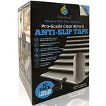 Anti Slip Tape Clear Safety Treads 10x Pack - Non Slip Stairs,Wooden Deck Floors, Boat Trailers - Strong Anti Skid 80 Grit Adhesive - FREE ROLLER PRESSER INCLUDED - UK BRAND - SLIPS AWAY®
