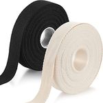 2 Rolls/ 20 Yards Heavy Cotton Webbing 1 Inch for DIY Crafts Decoration Sewing Home Wrapping Tote Bags Making Outdoor Supplies (Black, Natural Color)