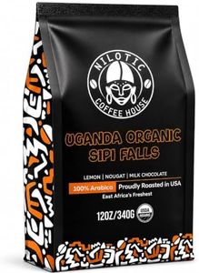 Nilotic Coffee House Medium Roast Ugandan Sipi Falls Coffee – Single-Origin, Whole Bean, Organic – Lemon, nougat, milk, chocolate – Ideal for Espresso & French Press – 12oz