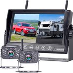 RV Backup Camera Wireless HD1080P 2 Cameras with 7 Inch Touch Key DVR Monitor Stable Digital Signals Rear View Camera System IP69K Waterproof Pigtail Wire Adapter for Furrion Pre-Wired RVs Rohent R8