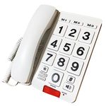 Wired landline Phone, Senior-Friendly Phone with Large Buttons, Visually and Hearing-impaired Senior Phone - Home Corded Telephone (White)