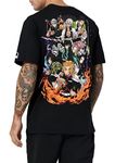 PeaceOut Cotton Unisex Slim Fit T-Shirt With Anime Printed Demon Slayer (Black) (X-Large, Black)