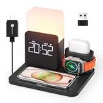 [2024 Newest] Wireless Charging Station, 3 in 1 Charging Station, Alarm Clock with Wireless Charger, Night Light, for Apple iPhone 15/14/13/12/11/Pro/Pro Max/Mini/XS/XR/X/8/Plus