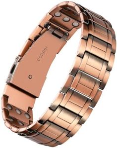 Feraco Copper Bracelet for Men, 3X Ultra Strength Magnetic Bracelets, 99.99% Pure Copper with 3800 Gauss Neodymium Magnets & Folding Clasp, Adjustable with Gift Box