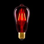 VELOCIOUS Red Color LED 4Watt Filament ST64 Light Bulbs, E26 Base Light bulb – Energy Saving - Lasts for 25000 Hours - Heavy Duty Glass - 1 Unit