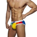 Mens Rainbow Swimsuit Briefs Padded Swimwear Male Sexy Swimming Board Beach Surfing Swim (Blue,Tag L (US M))