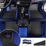 77YLMT77 Custom car Floor Mats for BMW 1,2,3,4,5,6,7,8 Series X1,X2,X3,X4,X5,X6,X7,Z4 2000-2023 Car Full Coverage All Weather Pads Protection Non-Slip Leather Floor Liners (Blue+Black Beige)