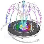 AISITIN 3.5W LED Solar Fountain Pump 2024 Upgraded, Solar Powered Fountain Pump with 8 Nozzle & 8 Colored LED Lights & 3 Retractable Stand & 3000 Battery, for Bird Bath, Garden, Patio, Pond, Outdoor