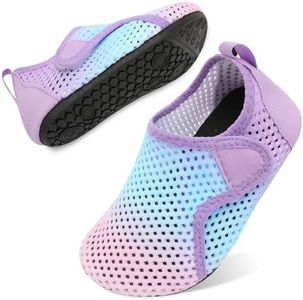Besroad Toddler Water Shoes Barefoot Aqua Socks Kids Swim Shoes for Beach Pool Surfing Yoga Gradient BlPink 6-7Toddler