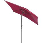 OKSTENCK 6.5x10 Ft Patio Rectangular Parasol Garden Patio Outdoor Market Table Umbrella with Push Button Tilt and Crank for Balcony, Residential, Commercial and Terrace, Red