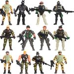 Fycooler Special Forces Army Men Combat SWAT Soldier Action Figures Toy Soldiers with Military Weapons Accessories and Removable Arm Legs Body Adjustable Best Toys Action Figures (4-Inches)