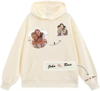 Tupetcs Custom Embroidered T-shirts Sweatshirt Hoodie Portrait Design Your Own with Photo, Gifts for Boyfriend, Women Men, Mum, (XS to 4XL)