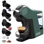 Upgrade 19 Bar 5in1 Espresso Capsule Coffee Machine for Nespresso/Dolce Gusto/LAVAZZA MIO/LOR Coffee Pod and Ground/ESE Coffee, Automatic Capsule Small Coffee Machines, EM-308B (GREEN)