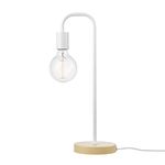 Globe Electric 65529 18" Table Lamp, Matte White, Faux Light Wood Base, Table Lamp for Living Room, Home Décor, Lamps for Bedrooms, Room Décor, Nightstand, Home Improvement, Lamp for Living Room