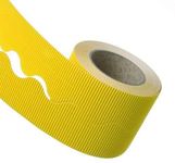 3 Ace Crafts Size 57mm x 15m (Lemon Yellow) Corrugated Display Borders Roll for School Classroom Decorations, Bulletin Boards and Crown Making Crafts, Scalloped Edge Border Rolls Fade Resistant