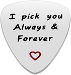 Men Women Guitar Pick I Pick You Always&Forever Music Gift Valentine Anniversary Wedding Stainless Steel (Polished)