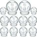 Nuanchu 12 Pieces Glass Cupping Set 4 Sizes Fire Cupping Set Chinese Acupoint Cupping Therapy Sets Vacuum Cupping Fire Jars with Finger Grips Suitable for Myofascial Massage, Muscle, Nerve, Joint Pain