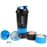 VECH Protein Shaker Bottle,GYM Shaker Cup for Protein Shakes, 16oz Shake Bottle with Shaker Ball and Storage Compartment,Leak-Proof,BPA Free (Blue)