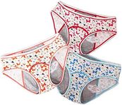 3 Pack Teens Menstrual Protective Underwear Girls Leak Proof Period Panties Women Postpartum Briefs (Butterfly, L（140lbs-160lbs）)