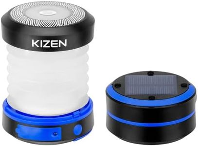 KIZEN Solar Camping Lantern - LED Lanterns for Power Outages, Camping Lights, Emergency Flashlight - Collapsible Lamp, Rechargeable W/ Solar or Plug