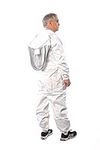 Beekeeping Suit by Forest Beekeeping | Suitable for Beginner and Commercial Beekeepers | White Cotton Coverall with Hood | Brass Zippers | Thumb Straps | 12 inch Leg Zippers (Small)