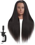 Hairginkgo Mannequin Head 26"-28" Super Long Synthetic Yaki Fiber Hair Manikin Head Styling Hairdresser Training Head Cosmetology Doll Head for Cutting Braiding Practice with Clamp (91806BY0220)