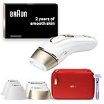 Braun IPL Silk Expert Pro 5, At Home Hair Removal, Alternative For Laser Hair Removal, Includes Pouch, Wide Head, 2 Precision Heads And Venus Razor, Gift For Women, White/Gold, PL5387
