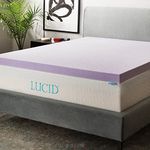 LUCID Foam Mattress Topper-Ventilated Design, Lavender Infused Memory, 3 Inch