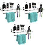 Plantex Multipurpose 3 in 1 Bathroom Shelves for Wall/Shampoo Holder for Bathroom with Chrome Finish, Wall Mount - Bathroom Storage Organizer (Stainless Steel-15 Inches - Pack of 3)