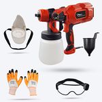 Hillgrove HGCM72M1 Heavy Duty DIY 550W Paint Sprayer Gun Machine with Gloves, Safety Mask and Safety Googles for Paint Bike/Wall Painting/Wood/Home/Professionals HVLP Sprayer (Multicolor)