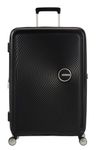 American Tourister Soundbox - Hard Shell Suitcase 67 cm Medium - Trolley Case with 4 Wheels, TSA Lock, Expandable & Light - 71.5/81 L - Bass Black
