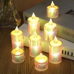 JRM Smokeless & Flameless LED Tealight Candles Acrylic Decorative Tea Light Candles for Diwali, Home Décor, Gifting, Birthday, Christmas, Festival Decoration (LED Glitter Candle, Pack of 3)